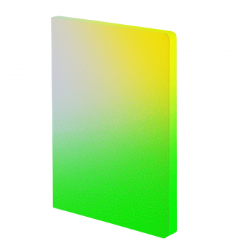 Nuuna, Notizbuch, Fresh Flex-Cover aus recyceltem Leder Seiten minidots, Print grün-gelb verlaufend, front